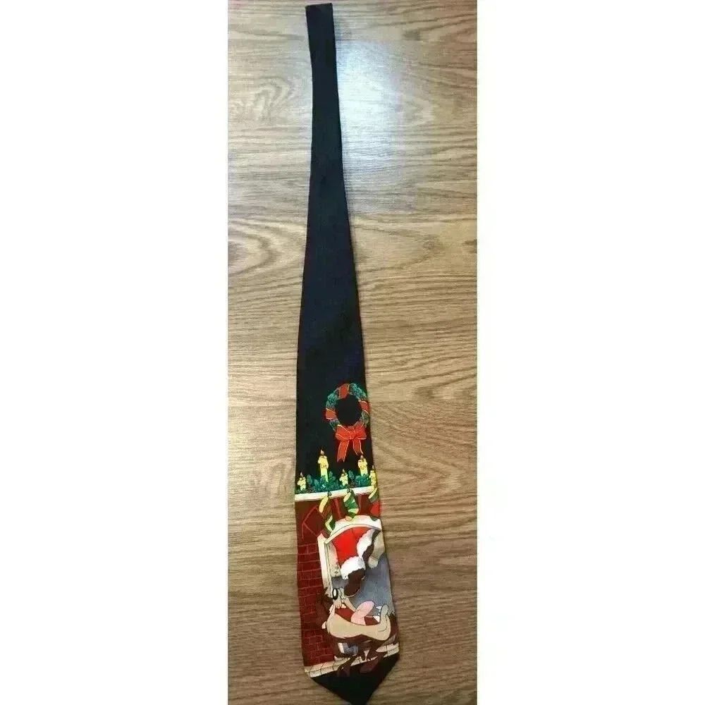 1996 Looney Tunes Christmas Tie, Tasmanian Devil Holiday Necktie, 100% Silk - Picture 2 of 11